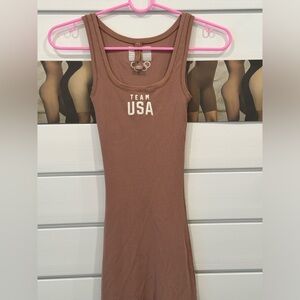 SKIMS XS USA COLLAB SOLD OUT DROP TAN MINI DRESS NEW